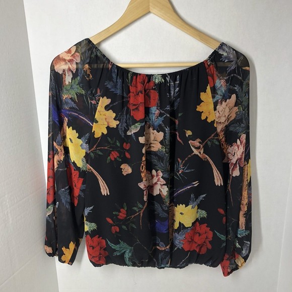 alice + olivia Alta Dark Floral Print Top Size XS - Picture 5 of 7